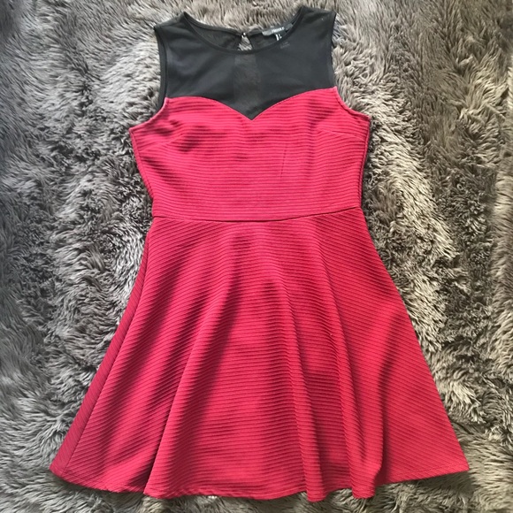 Dark Red & Black Mesh Dress - Picture 1 of 5
